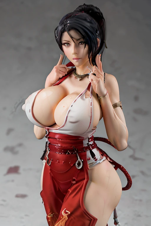 figure of a big breast momiji, sweaty cleavage, sexy dress