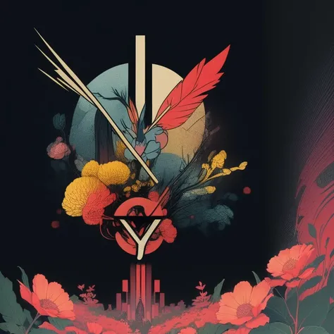 a close up of a clock with a bird and flowers, threyda, victo ngai! cmyk palette, official artwork, victo ngai style, detailed cover artwork, vektroid album cover, inspired by Petros Afshar, james jean and victo ngai, seventeen-dimensional, very coherent s...