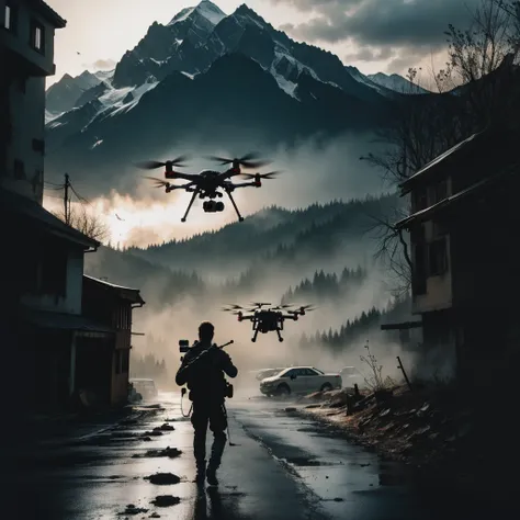 a shooter harassed by drones.