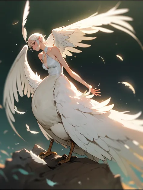 (Sumilux f1.4 24mm , low Latitude old color negative film , cross process , bokeh, flare, chromatic aberration , soft focus, (Shallow focus) , soft glow , Maximum aperture, High Key , Transparent depiction) , Wide angle , anime Harpy girl , kawaii round fa...