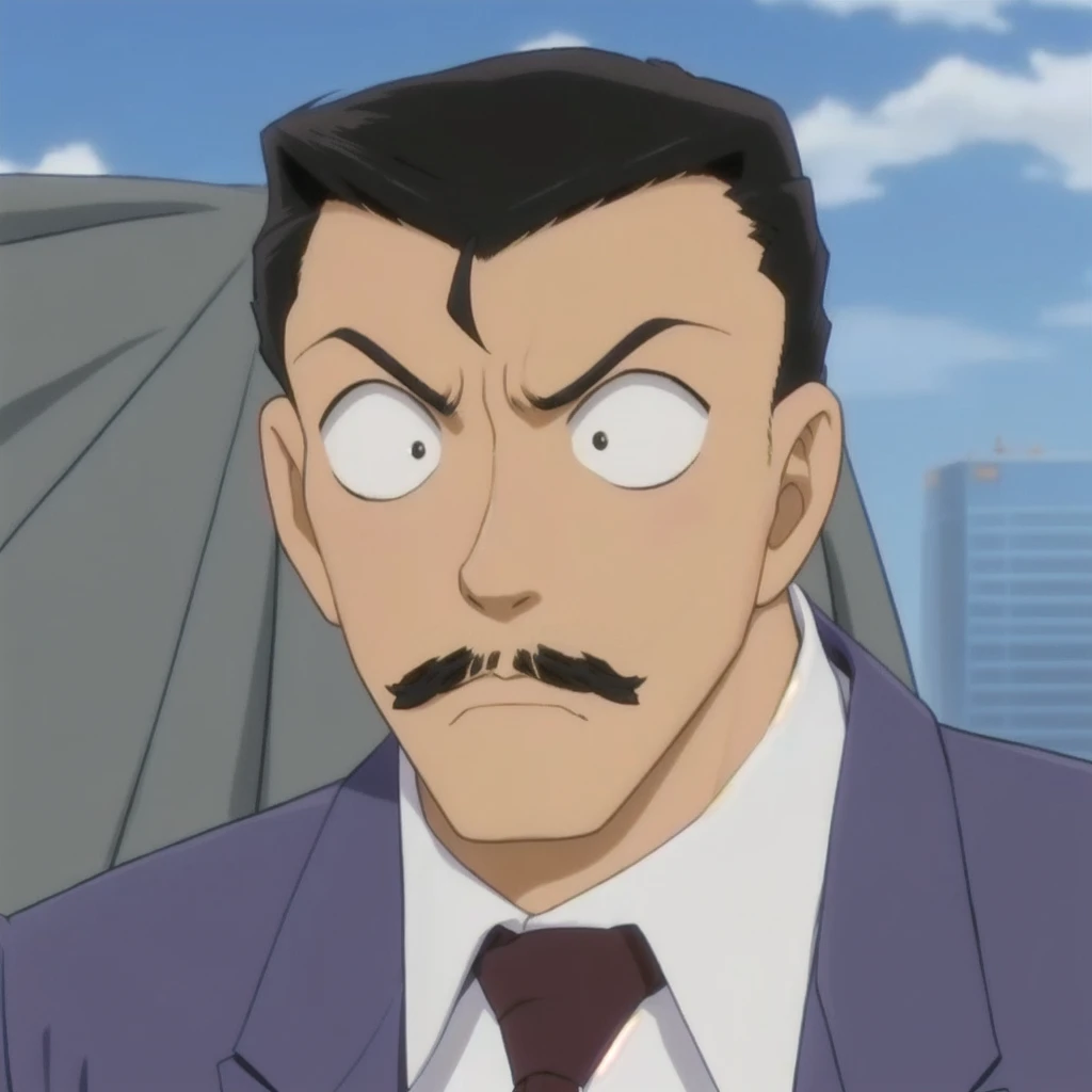 a close up of a man with a mustache and a suit, hideaki anno anime, miura kentaro style, furio tedesschi, miura kentaro, fujita goro!, shiro takatani, sharp high quality anime, in an anime, as an anime character, shinichi sakamoto, kentaro miura style