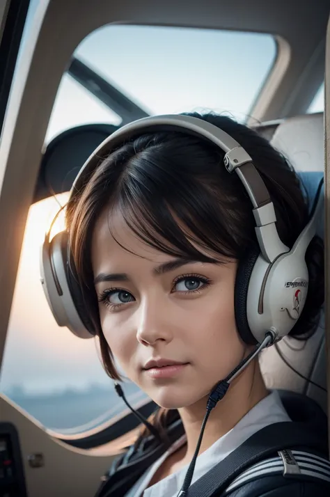 Face of an airplane pilot 