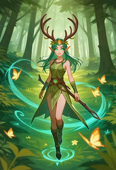 (Fraction_9,Fraction_8_Direction_7_up),1 a woman,（（（bust）））,Lilia，Deer Man，cute，Runes on legs，cute面容，beauty，Sexy，Druid, Druid, female Druid, nature Druid, world of warcraft elven Druid, Cernunnos, alluring tiefling Druid, Fantasy concept art, Druid warrior...