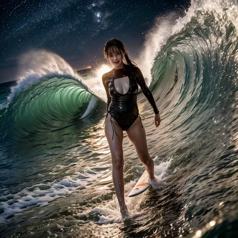 (ZoomedOut:1.28, Wide-shot) ZoomLayer (Epic photo of surfer magazine:1.37). (Full of Water, Everything Wetted:1.4) WetHair (extremely detailed Cute Girl)(SparklingHighlights:1.28), Dynamic Joyful Expressions LifeLike Rendering  . Overflowing Gigantic Sideb...