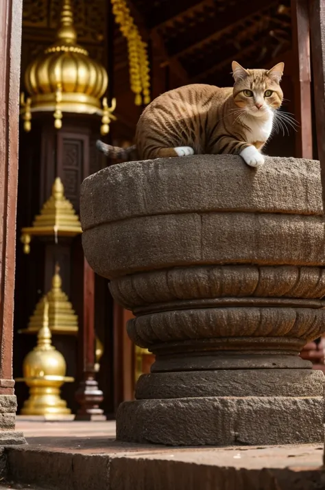 Cat at Sri Lanka temple 