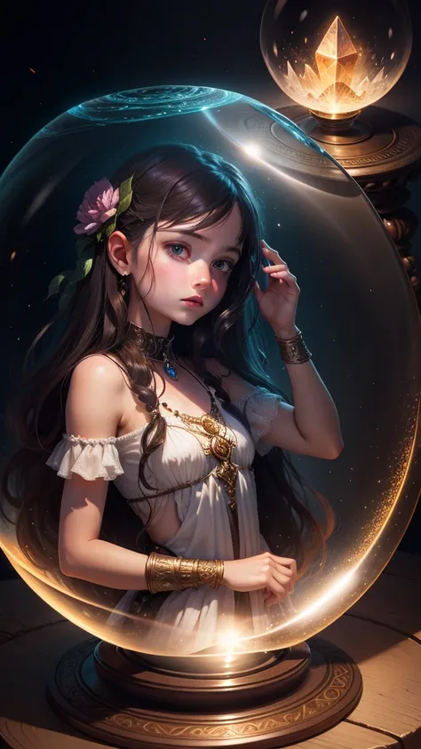 Girl trapped in a crystal ball,Fantasy Art Style