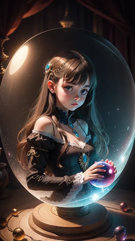 Girl trapped in a crystal ball,Fantasy Art Style