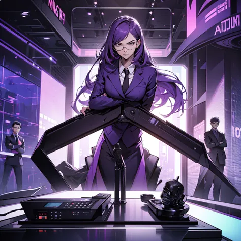 In one image divided into four sections, an architect male, a logician female, a commander female, and a debater male appear, each in distinctive poses against a unified backdrop with shades of purple.