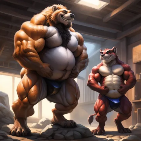 Epic Citizen Zootopia style, My hero zootopia Character, Dungeons and Dragons magic quest style, A poor villager, Real life, Anime serie, Anime character, Obese muscle Obese Sumo wrestler Werebeast Kid, full body pic (obese, strong legs and arms) Sumo wres...