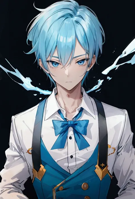 boy baby blue hair sharp eyes