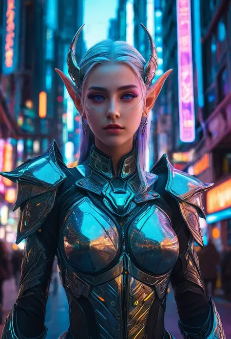 cyberpunk elves,((full-body shot)), very detailed, 1 girl, beautiful and delicate eyes, beautiful and delicate lips, extremely d...