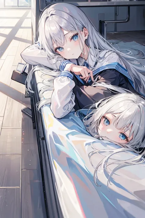 Silver Hair、neutral、（Falling asleep at school）evening　Horizontal angle