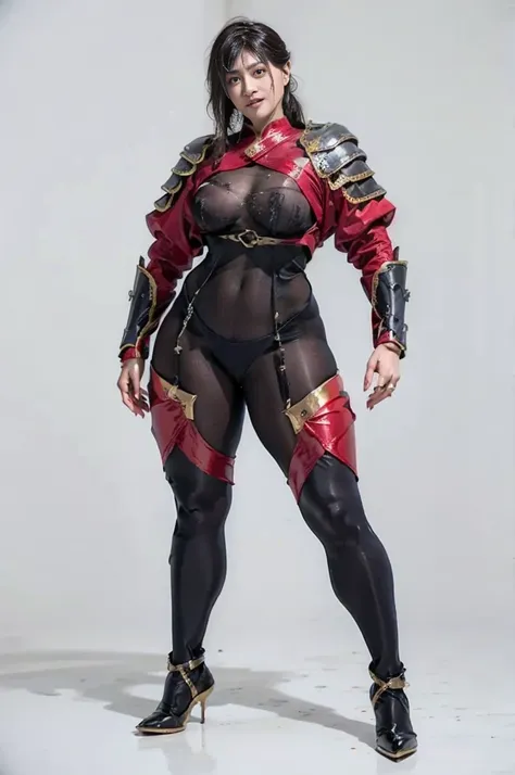 30-year-old asian female gladiator posing for a photo，tall and sexy，sweaty and sweaty，shiny muscle lines，sense of power，large br...