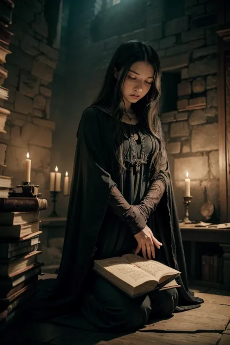 The witch, feeling cornered and surrounded by the power of the master witches, decided to resort to ancient mystical protections forgotten by time. Amid the dusty books of her hidden library, she found an ancient grimoire that held the secrets of an ancien...