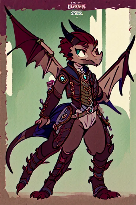 (((male, solo, winged kobold boy, dark red scales,fantasy clothes, artficer,steampunk, dragon wings, dragon tail, small, chibi))...