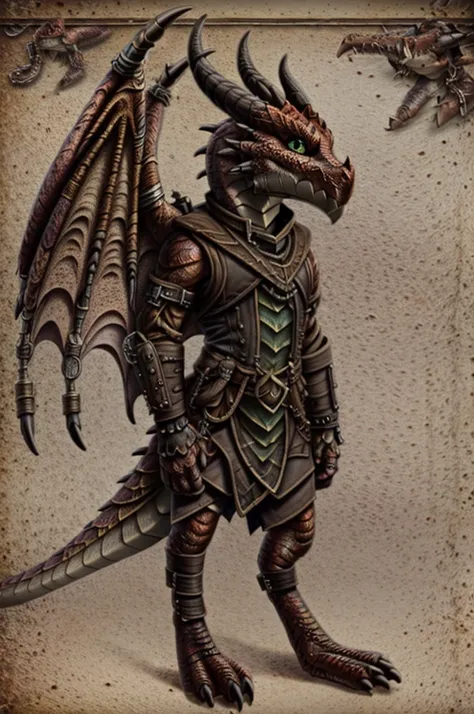 (((male, solo, winged kobold boy, dark red scales,fantasy clothes, artficer,steampunk, dragon wings, dragon tail, small, chibi))), artficer clothes, warm color clothes, fantay clothes,sea green eyes, artficer,small heigth, 54 centimertes heigth,horns, claw...