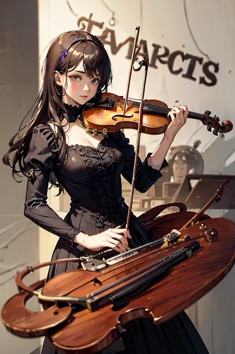 1girl,20-year-old,fantasy world,woman with violin