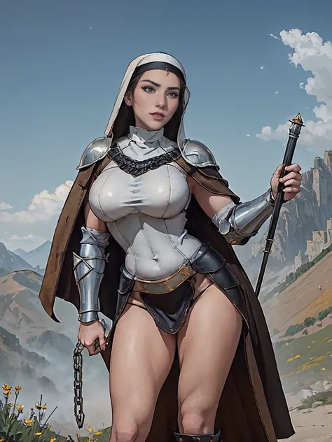 (masterpiece, top quality, best quality, official art, beautiful and aesthetic:1.2), (1girl:1.3), ((Sharp facial features, sharp features, hawkish features)), ((blue eyes)), busty paladin knight girl, extremely detailed, portrait, looking at viewer, solo, ...