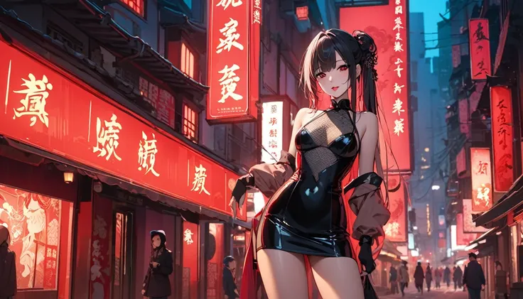 (Highest quality),Chinese prostitute,Posing in the Chinese red-light district