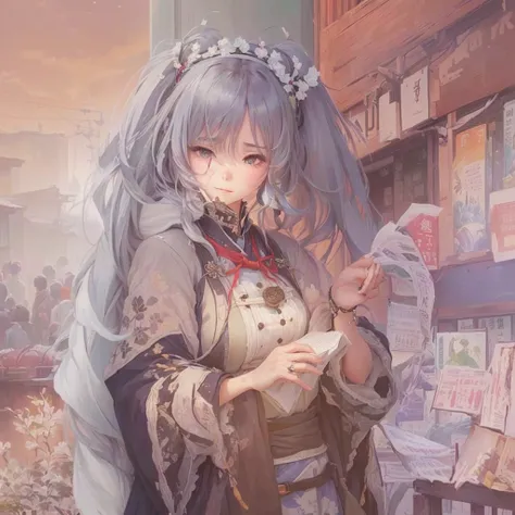 Anime girl in a store with a book in her hands, Anime Style 4k, Alchemist Girl, Cyborg Merchant Girl, Little Lolita Girl, Anime Art Wallpapers 8K, Kantai Collection Style, , Gwayz on pixiv artstation, anime art wallpaper 4k, anime art wallpaper 4k, GweizBl...