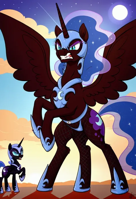 Pony  angry   nightmare moon in   in fishnet tights  b 