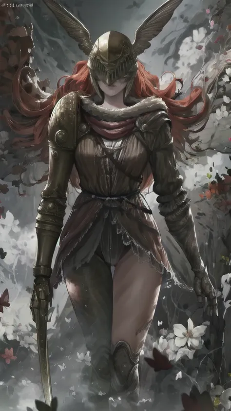 1 girl, ultra sharp image, portrait of a girl, Gothic style, fantasy, beautiful figure, beautiful, full length (full body 1.1.), battlefield, swords stuck into the ground in the background, Red sunset, slender legs, buttocks, slender legs, Wasp waist, sexy...