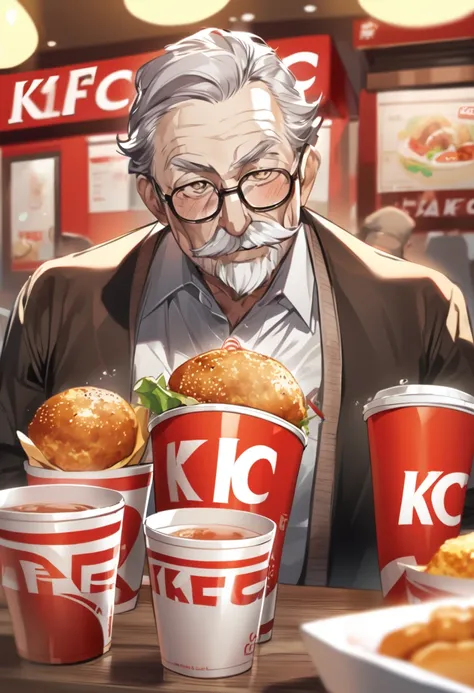 a kfc grandpa and a cute mcdonald&#39;s sister