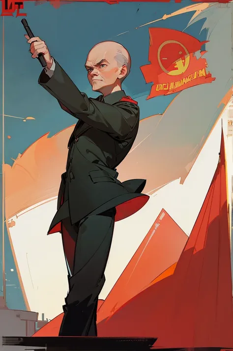  (((vladimir lenin))) in a suit and tie holding a microphone, soviet poster of viktor orban, soviet propaganda style, soviet propaganda, ussr poster, soviet propaganda poster style, soviet poster, soviet propaganda art, soviet propaganda poster art, commun...