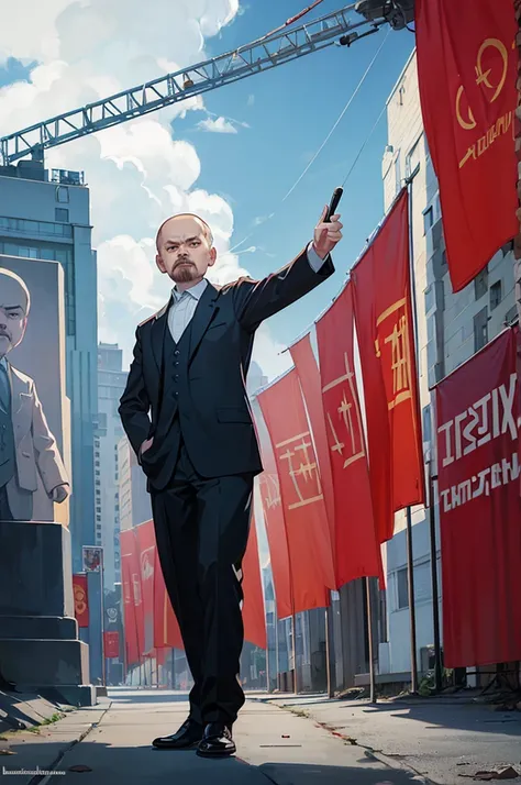 (((vladimir lenin))) in a suit and tie holding a microphone, soviet poster of viktor orban, soviet propaganda style, soviet propaganda, ussr poster, soviet propaganda poster style, soviet poster, soviet propaganda art, soviet propaganda poster art, communi...