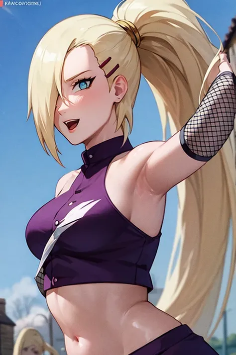 (purple clothes), ino yamanaka, ultra details, ultra detailed hair, looking at the viewer, gorgeous, attractive, groin, cowboy s...