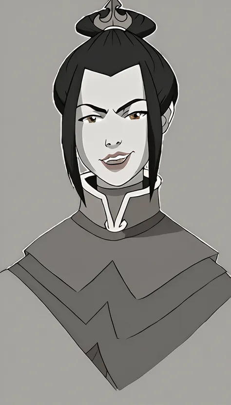 ((masterpiece, best quality)), (azula), azula smirks at viewer, lipstick, upper body: bare shoulders, skinny