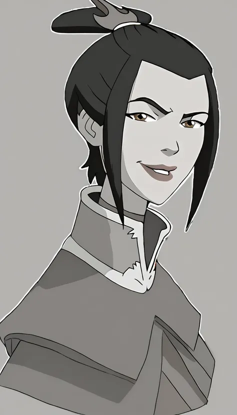 ((masterpiece, best quality)), (azula), azula smirks at viewer, lipstick, upper body: bare shoulders, skinny