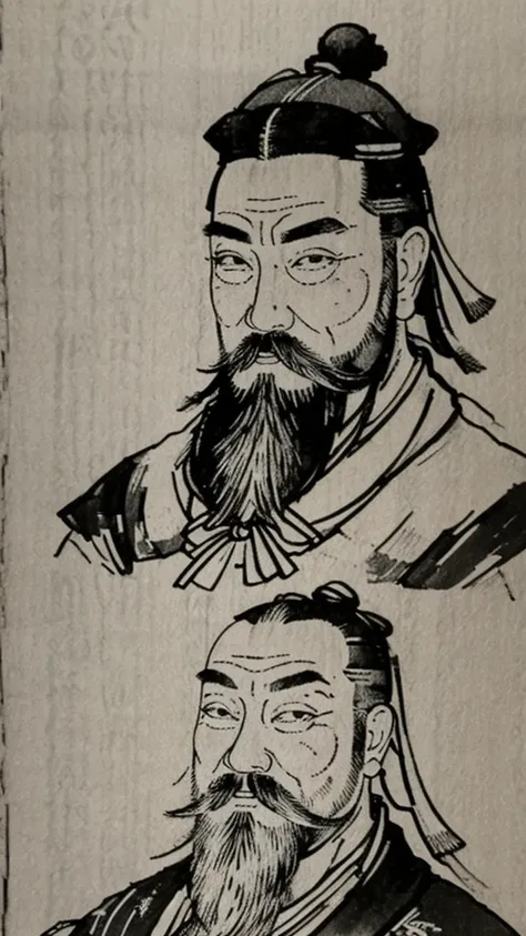 (((whole body))),((monochrome)),(((ink painting))),oriental、men in ancient chinese costumes、(ancient chinese hairstyle male)、as ...