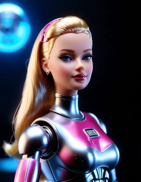 Supergirl、barbie doll collection、Accurate Mattel product、Forbidden Planet、Robbie the Robot (1956) ,  Octane Rendering, From wlop, refraction, ray tracing reflection, Diffraction Grading, Highly detailed and exquisite, Hypermaximalist, elegant, Brilliant, U...