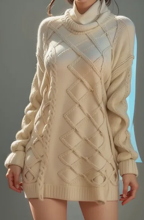 
knitted sweater long, masterpiece, white colar and cuffs