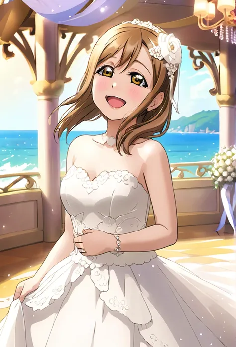 ultra-realism、one girl, hanamaru kunikida、tears、happy、wedding dress、background wedding venue