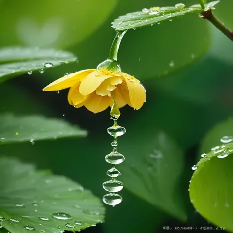 arafed yellow flower with Water Drop hanging from it, water Droplets, raindrop, After the Rain, After the Rain, just After the Rain, Water Drop, Droplets, Water Drop, Dew Drops, drizzle, A drop of water, focus on Droplets, Rain-drenched, raindrop, Water Dr...