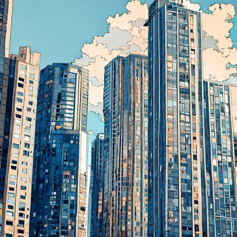 Simple cloudy sky apartment woman nostalgic simple sad