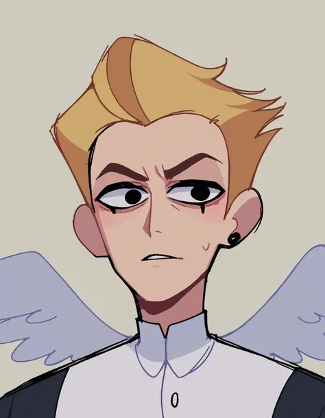 zPDXL, score_9, score_8_up, score_7_up, source_anime, BREAK
sketch, flat color, 1guy, solo, black eyes, vivziepop, helluva boss, portrait, slicked back hair, priest, angel wings