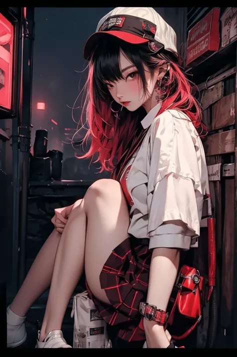 1girl(1.5)，(masterpiece), (best quality), (Extremely detailed), nightclub, sexclub, club, carnival, red light, darkroom, smokes, FOG, grope, Harassment, , Alcohol, 大leg, leg, skirt