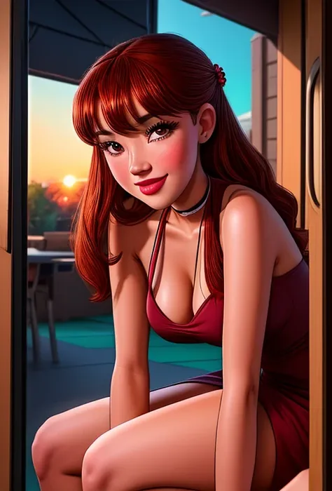 1girl, solo, julia, ((smile)), (college student, college age:1.4), intricate, absurdres, highest quality, extremely detailed, (detailed eyes:1.3), masterpiece, 8k UHD, 4k HDR, RAW photograph, wearing a ((sexy halter dress)), (strappy high heel sandals:1.2)...