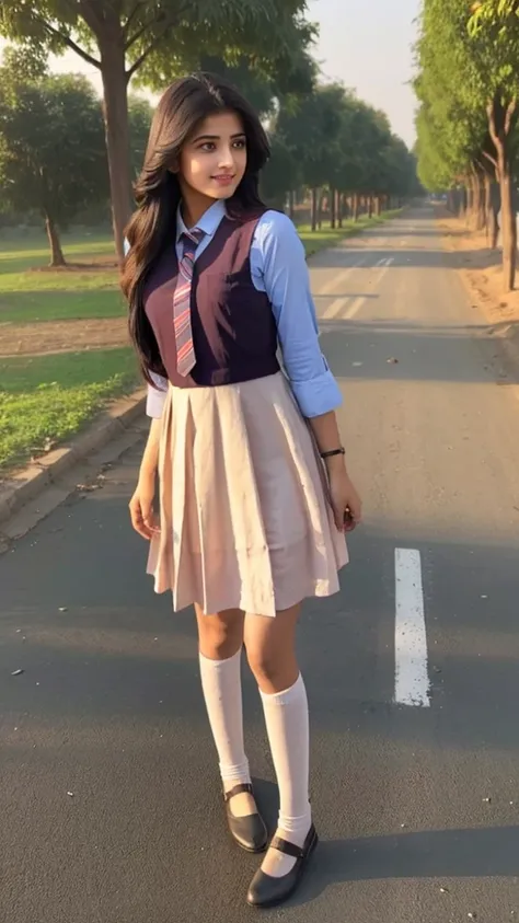 School ki dress mein a rahi hai road se ladki