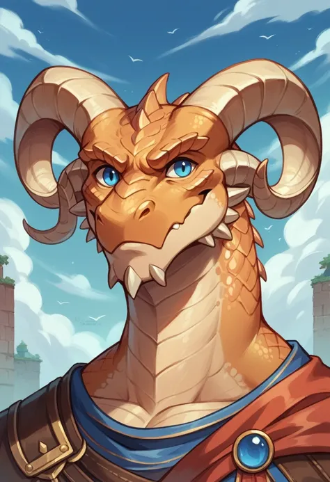 Ultra Detailed, Masterpiece, Best Quality, Dragonborn, Epic, 1guy,  Fantasy, Dungeons and Dragons, Bronze Scales, electric blue eyes, curved horns,captain