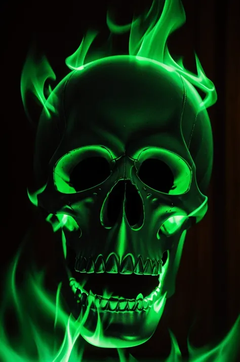 Scull,movie,photo 4k,Green Flame,Realism,a high resolution 