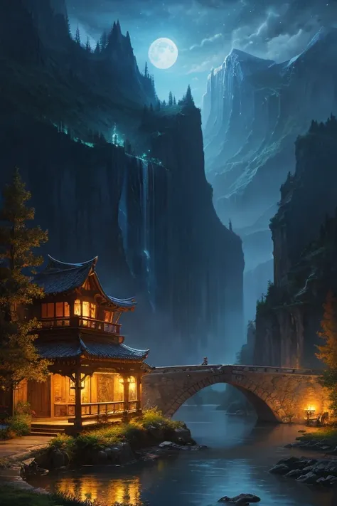 Highest quality、Landscape painting、Night view、Fantasy