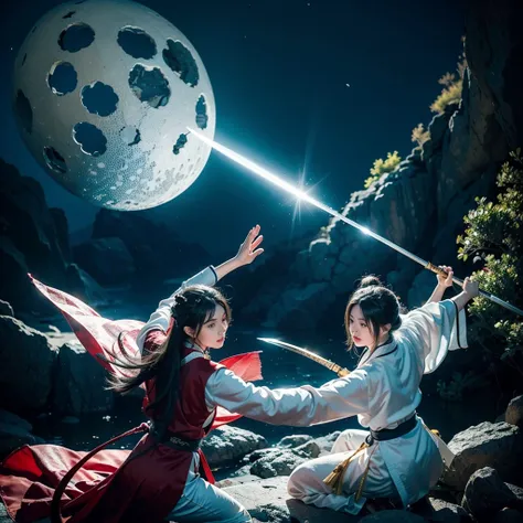 The creation of the Chinese Book of Mountains and Seas style is like the puppet show characters in TV movies. Hollywood fight scenes. The six main characters of the Hanfu martial arts drama appear with glowing bodies. Super congenital people. The six chara...