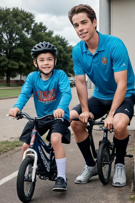 Dylan and his uncle ride bikes to school.