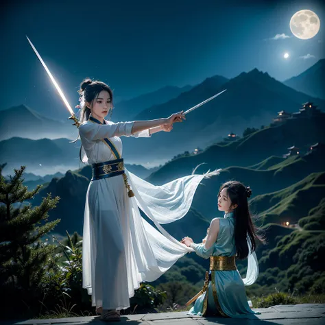 The creation of the Chinese Classic of Mountains and Seas style is like the puppet show characters in TV movies, Hollywood fight scenes, Hanfu martial arts drama, six major characters appearing with glowing bodies, super congenital people, six people, six ...