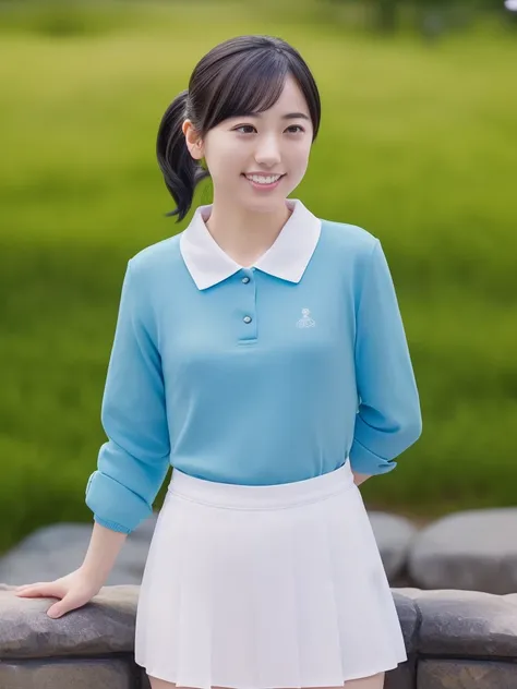 (1 Young Eurasian Woman, Early 20s, At the aquarium, (((Full Body Lesbian))), ((女子高等学校of制服)), short_Bob_hair_ponytail, Dimples, Friendly & A kind smile, I chipped a tooth, リアルな肌of質感, Healthy body shape, Hyperrealism, Realistic, Beautiful attention to detai...