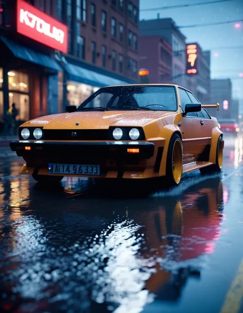 (masterpiece, cinematic film still: 1.8). close-up of car driving on wet street, wojtek fus, hyperealistic octane rendering, 8k ...